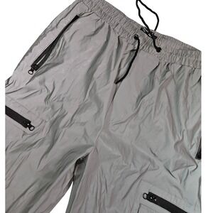American Stitch Reflective Cargo Pants Mens Small Gray Nylon Techwear Joggers